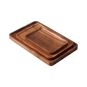 Plateau de service rectangulaire <span class=keywords><strong>en</strong></span> <span class=keywords><strong>bois</strong></span> de noyer écologique avec surface vernie <span class=keywords><strong>pour</strong></span> le thé/le café - Product Image 6