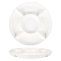 Plateau en céramique blanche personnalisée, 5 compartiments, plats de service pour les snacks et les fruits, repas rond