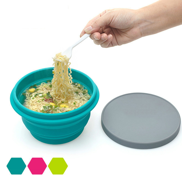 Customizable Eco-Friendly Portable Collapsible Silicone Food Grade Travel Dinnerware Outdoor Activities Stocked Home Away Bowl