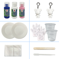 Porte-clés Ours Fluide Violent à Colorier Soi-même, Personnalisable, avec Kit de Peinture par Coulée sur Toile, Idée Cadeau