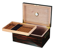 Humidor de bureau en bois à haute brillance de grande capacité 100 CT avec humidificateur et hygromètre pour homme