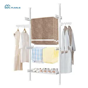 Entrada Três Camada Clothes Hanger Rack Secador De Lavanderia Pendurado Roupas Rack Frame Janela Cremalheira De Secagem De Roupas