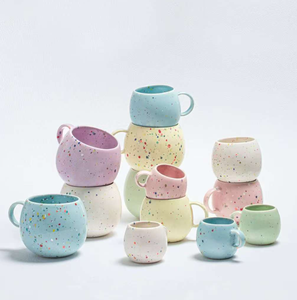 2026 New <b>Macaron</b> Color Splatter Paint Ceramic Mug Set Custom Logo Stackable Stoneware Coffee Cup Hotel Restaurant Wedding Gift - Product Image 1