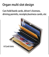 Porte-cartes multifonctionnel en métal Rfid en acier inoxydable Grande capacité Stockage de permis de conduire Porte-cartes d'orgue d'affaires