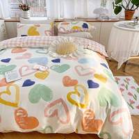 Service d'échantillonnage disponible : Parure de lit pour enfants en pur coton doux, motif cœur de dessin animé mignon, avec housse de couette