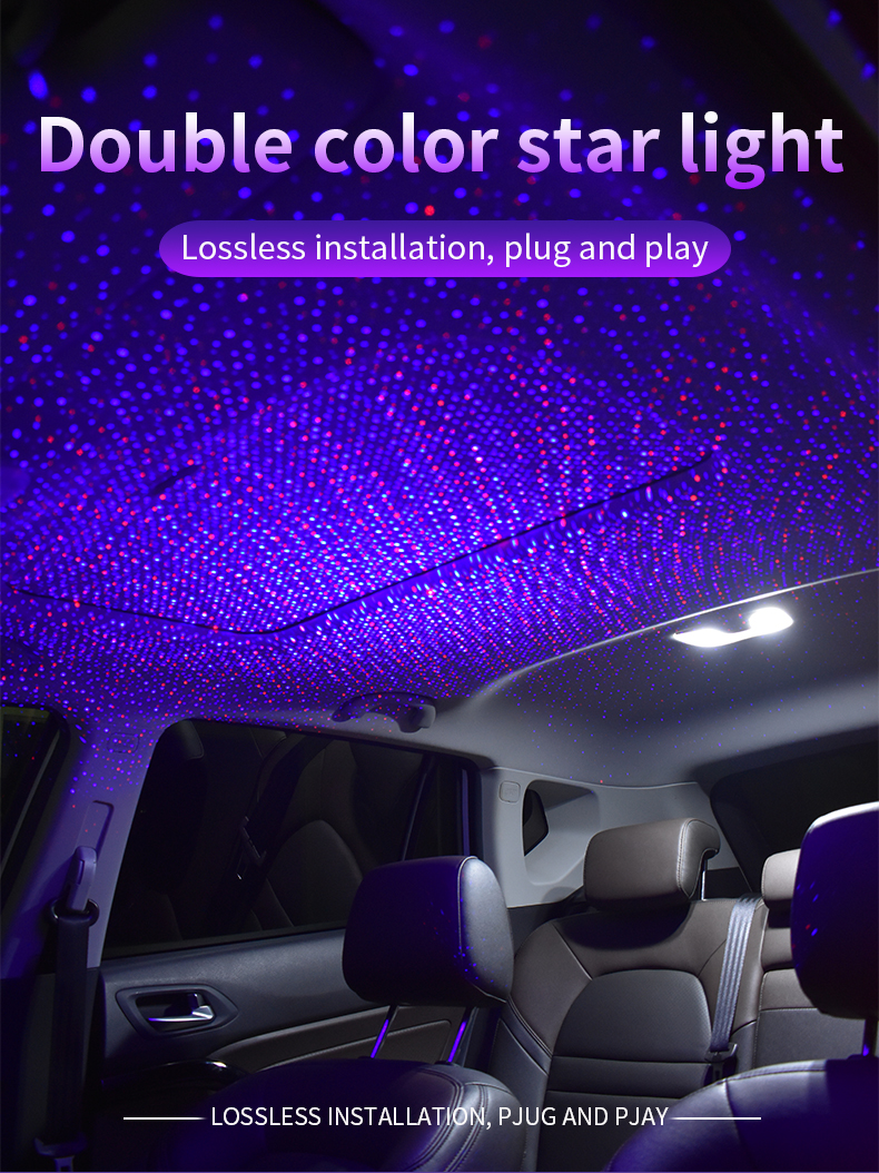 Car USB Led Starry Sky Projector Lamp Accessories Interior Decorative Car Roof Top Ceiling Star Light