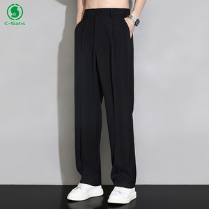 <span class=keywords><strong>Pantalon</strong></span> <span class=keywords><strong>chino</strong></span> pour hommes, <span class=keywords><strong>pantalon</strong></span> d'été léger en soie glacée, jambe large, coupe droite, <span class=keywords><strong>pantalon</strong></span> décontracté à la mode - Product Image 6