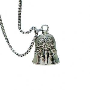 Collar de cadena de acero inoxidable estilo punk vintage con alas para motocicleta, nuevo, con hebilla de llave de campana para motociclistas, para comercio transfronterizo - Product Image 5