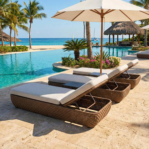 Chaise longue en rotin moderne de luxe, résistante aux intempéries, tissée, pour le bord de la piscine, mobilier d'extérieur pour villa, hôtel, <span class=keywords><strong>jardin</strong></span> - Product Image 3