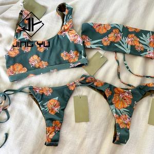 Traje de Baño Profesional OEM, Tela de Traje de Baño Reciclada, Ropa de Playa, Bikini Hawaiano con Estampado Personalizado de Doble Cara para Mujer - Product Image 5