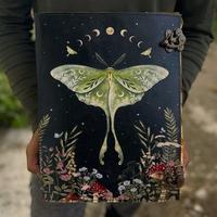 Vintage A6 cuir carnet de croquis 200 Page livre des ombres Journal avec fermoir serrure Luna Moth Deckle bord à la main papier hommes femmes