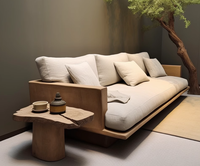 Mobilier d'extérieur en bois massif teck haut de gamme ensembles de jardin d'hôtel canapé d'extérieur Villa avec table basse ensemble de meubles de patio Villa