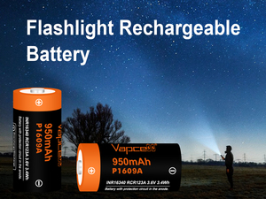 <span class=keywords><strong>Batterie</strong></span> rechargeable au lithium Vapcell 16340 P1609a 950mAh INR16340 haute capacité protégée bouton supérieur <span class=keywords><strong>RCR123A</strong></span> 3.7v - Product Image 2