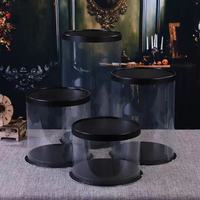 Emballage de boîtes à gâteaux rondes en plastique transparent personnalisé en gros. Emballage de grandes boîtes à gâteaux en papier de luxe