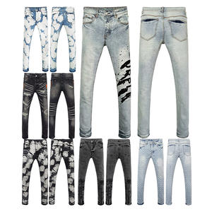 Ss مصمم جينز عالي الجودة أزياء غسل Tvintage ممزق الساق مستقيمة رجل جينز شخصية الشارع - Product Image 1