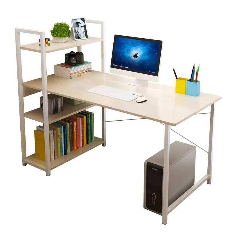 Combinaison de bibliothèque de bureau économique simple bureau d'écriture étudiant simple Offre Spéciale la maison en plastique Ningbo MDF Table d'ordinateur portable