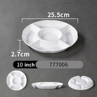 Assiette à sauce en mélamine incassable A5 de qualité alimentaire à 4 compartiments, assiette à collation divisée