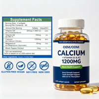 Cápsulas de Gel Suave de Calcio con Vitamina D3 y K2, 120 Unidades, Marca Privada OEM, Suplemento para la Salud y Fuerza Ósea