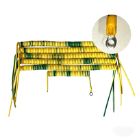 Câble spiralé vert-jaune 0,5/0,75/1 mm² avec pince de mise à la terre, câble enroulé 1 conducteur avec cosses, câble de terre en spirale