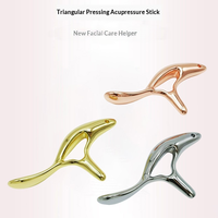 Masseur Gua Sha triangulaire en métal, bâton d'acupression en alliage de zinc, outil de massage portable pour points de pression corporels