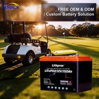 Batterie LiFePO4 rechargeable 12,8V 150AH Grade A 6000 cycles profonds pour voiturette de golf avec BMS intelligent RS485, connecteur Anderson, CE RoHS IP67, OEM ODM