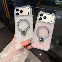 Coque de protection antichoc de luxe avec anneau de support en forme de chat KT et lentille diamantée pour iPhone 17/16 Pro Max