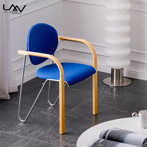 أثاث كرسي بذراعين من القماش ذو إطار معدني + خشب + مقهى فندقي على الطراز الحديث - Product Image 5