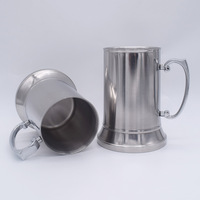 Chope à bière et verre à whisky en acier inoxydable à double paroi de 550 ml/450 ml avec poignée, écologique, pour fêtes, isolation thermique