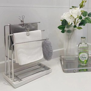 Draining <b>Cloth</b> <b>Rack</b> Rectangle Countertop Storage Gadget For Kitchen Towel Sponge Holder - Product Image 2