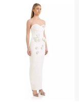 Gaun pesta wanita, kualitas tinggi Vestidos Elegantes 3d bunga mawar Off-the-shoulder Pink elegan gaun perban Bodycon panjang
