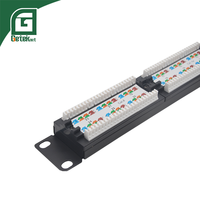 GETEKnet Rak Jaringan 19 Inci 1U 24-Port RJ45 Cat6a UTP Tray Manajemen Kabel Panel Patch Bersertifikasi ETL CE Komponen Telekomunikasi