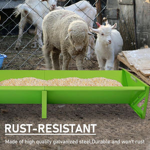 JH-Mech Mangeoire à foin <span class=keywords><strong>de</strong></span> <span class=keywords><strong>pâturage</strong></span> avec 2 plateaux 69 gallons pour bétail 2 en 1 Mangeoire à foin et à grain en métal galvanisé pour moutons - Product Image 2