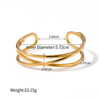 Bracelet minimaliste à double couche avec ouverture, en acier inoxydable, plaqué or, étanche, bijoux pour femmes