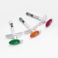 Jeringa de vidrio cosmética de 1 ml con agarre ancho para dedos, con retenedor de líquido, para relleno de ácido hialurónico, envase cosmético.