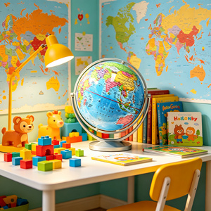 Globo Terrestre Politico Blu 8 Pollici in Plastica Trasparente con Mappa dell'Oceano, Supporto ABS Rotante/Scrivibile/Cancellabile, Educativo da Scrivania - Product Image 5