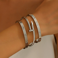 Bracelet en acier inoxydable argenté, mode euro-américaine, tendance, bijoux pour femmes, ne se décolore pas