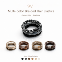 Vente en gros d'élastiques à cheveux tissés colorés avec une bande élastique résistante pour femmes et filles, pour queue de cheval et coiffure quotidienne