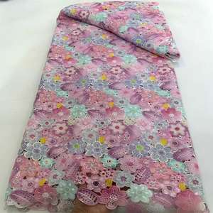 Tissu en dentelle nigérian de haute qualité pour la confection de robes de soirée, technologie française de guipure, bon prix - Product Image 2