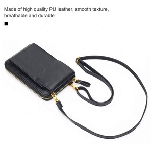 Unisex <b>Small</b> Crossbody Shoulder Bags Pu <b>Leather</b> Zipper Closure Cell Phone Pocket Bag <b>Purse</b> Card Clutches Wallet Messenger Bags - Product Image 2