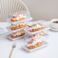 Boîte d'emballage de pâtisserie jetable Boîte à pâtisserie rectangulaire en plastique transparent Boîte d'emballage pour gâteau et croissant pour pain