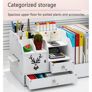 Office Organizer Desktop File Rack 3 Layers With Drawer Storage For <b>Documents</b> And Supplies Rectangle Standing Type PP Material - Product Image 4