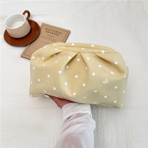 Multi Colors Polka Dot PU Handbag Women Ruched Pleated Frame Clutch Cute Bow Pattern <b>Evening</b> <b>Bag</b> - Product Image 5