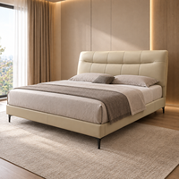 Lit en cuir minimaliste italien à prix d'usine, design de tête de lit ondulée, mobilier de chambre principale, vente en gros