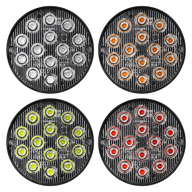 12V 24V Led Round Strobe Warning Light White Yellow Red Blue Strobe Grille Flashing Truck Lamp Traffic Lamp Side Maker Lights