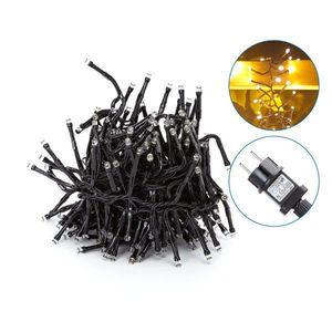 Led Light String Warm White 100 Bulbs Black <b>Wire</b> Indoor Outdoor Decoration - Product Image 1