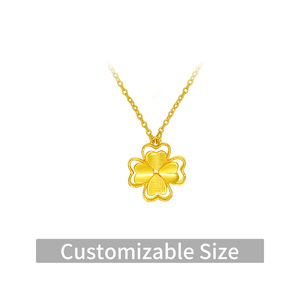 จี้สร้อยคอทองคำแท้ 24K รูปใบโคลเวอร์สี่แฉก ทองคำบริสุทธิ์ <span class=keywords><strong>999.9</strong></span> ปรับแต่งวัสดุได้ ของขวัญนำโชคสำหรับผู้หญิง - Product Image 1