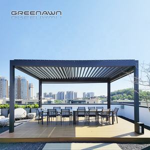 Pérgola impermeable personalizada para jardín, pérgola de aluminio para exteriores, impermeable, con LED bioclimática - Product Image 1