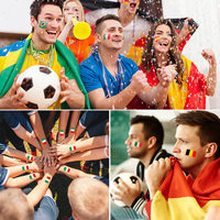 Autocollants de tatouage temporaires pour les fans de football, feuilles d'autocollants de tatouage pour le visage, drapeau national, bannière