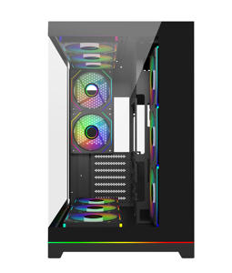 Boîtier de <span class=keywords><strong>PC</strong></span> de jeu ATX avec refroidissement par flux d'<span class=keywords><strong>air</strong></span>, design le plus récent, panoramique, sans outils, avec 2 ventilateurs arrière - Product Image 5