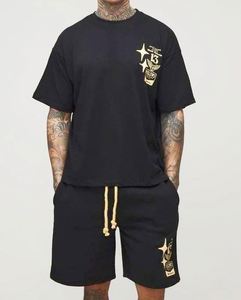 เสื้อยืดคอกลมผ้าฝ้ายพิมพ์ลายสไตล์ลำลองสำหรับฤดูร้อน สีดำ ระบายอากาศได้ดี เนื้อผ้าหนา ทรงหลวม  สำหรับผู้ชายรูปร่างสูง  แบบไร้ตะเข็บ - Product Image 1